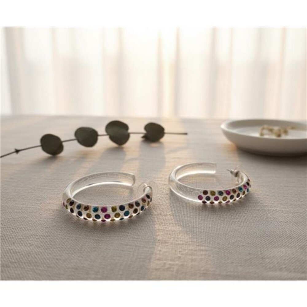 50mm Clear Acrylic Hoop Earrings Multicolor  Crystal Statement Retro Y2K